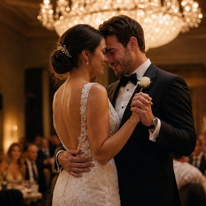 Casal dançando em festa de casamento